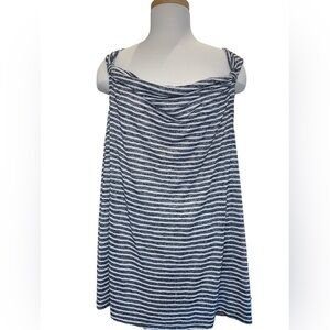 Lane Bryant Women's Top Size 22/24 Blue White Stripe Sleeveless Casual Comfort